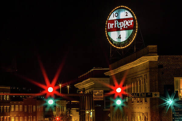  Dr Pepper Sign Neon Sign Poster featuring the photograph Dr Pepper Neon Sign Roanoke, Virginia. by Julieta Belmont