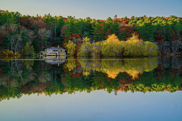 Reflections Poster featuring the photograph Dream House on Little Long Pond by Linda Howes