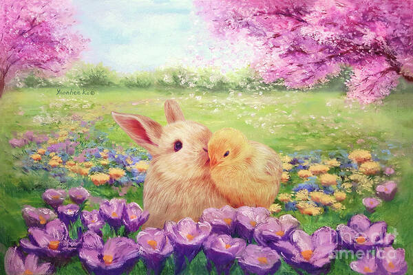 Easter Poster featuring the painting Easter Love by Yoonhee Ko