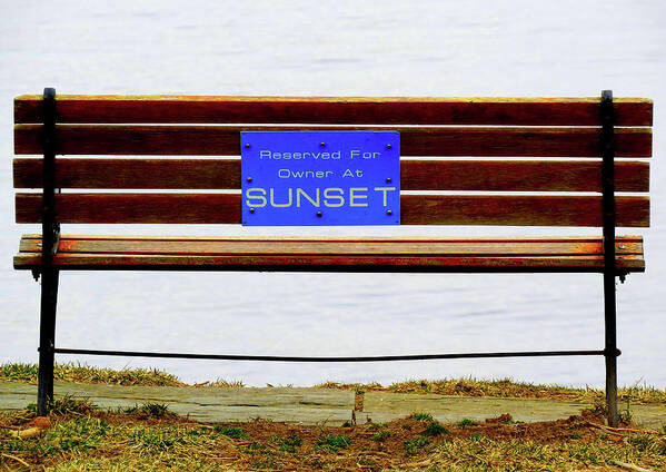 Bench Poster featuring the photograph Empty Bench Waiting for Sunset by Linda Stern