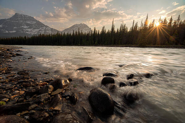 Athabasca.athabasca River Poster featuring the photograph Evening on the Athabasca by Matt Hammerstein