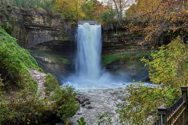 Waterfall Poster featuring the photograph Fall At Minnehaha Falls by Paul Freidlund