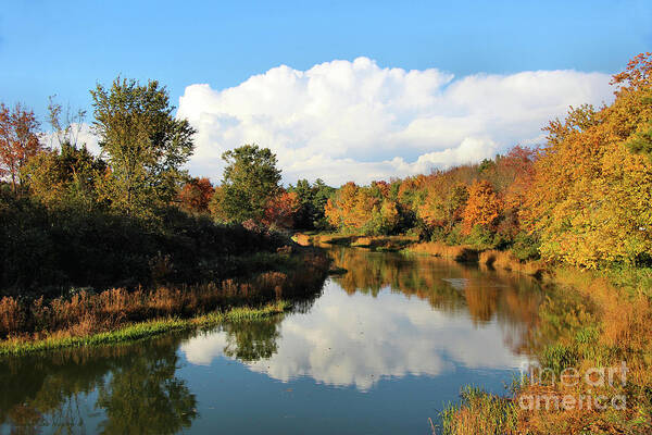 Landscape Poster featuring the photograph Fall Reflections On Upper Sabattus River by Sandra Huston