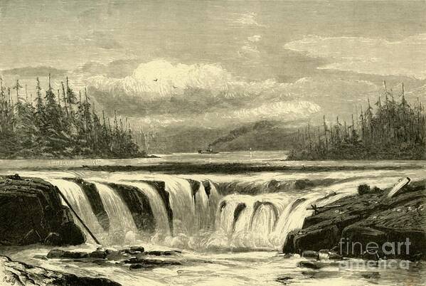 Engraving Poster featuring the drawing Falls Of The Willamette by Print Collector