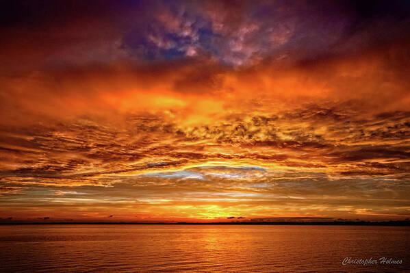 Sunset Poster featuring the photograph Fire Over Lake Eustis by Christopher Holmes
