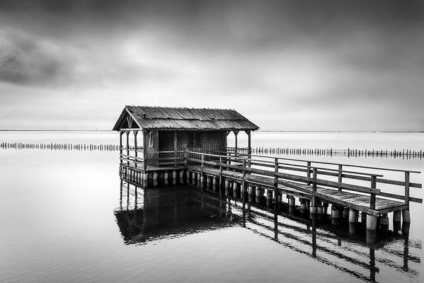 Landscape Poster featuring the photograph Fishing Hut At Mesolongi Lagoon by George Digalakis