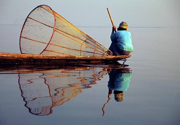People Poster featuring the photograph Fishing On Inle by Trevor Cole Alternative Visions Photography