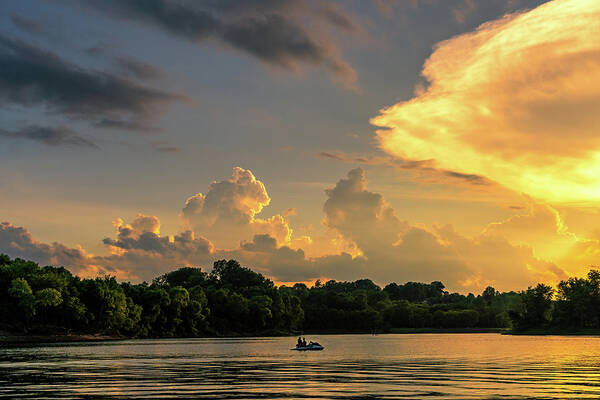 Clouds Poster featuring the photograph FLoatin' on a Jetski with my baby watchin' the sun go down by Robert FERD Frank