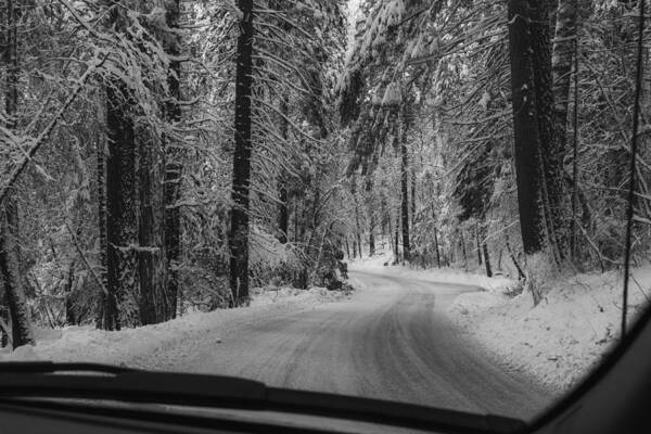 Yosemite Poster featuring the photograph Frozen road highway 120 towards Yosemite by Alessandra RC