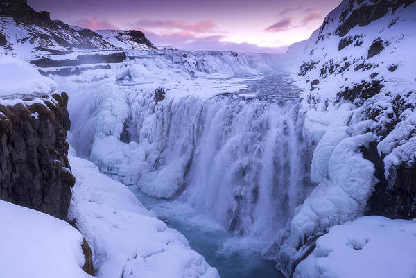 Gulfs Poster featuring the photograph Frozen Waterfall by Andrea Auf Dem Brinke
