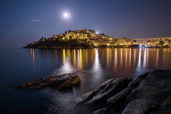 Kavala Poster featuring the photograph Full Moon Magic I by Elias Pentikis