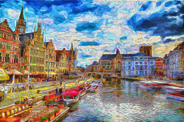 Paint Poster featuring the painting Ghent Belgium by Nenad Vasic