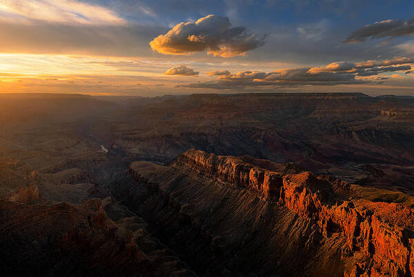 Clouds Poster featuring the photograph Golden Hour At Grand Canyon by Lydia Jacobs