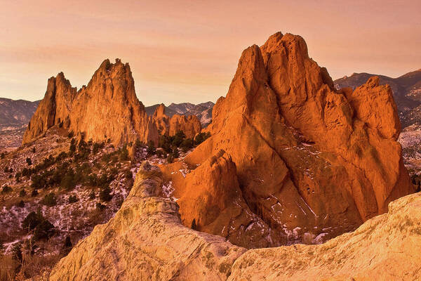 Tranquility Poster featuring the photograph Golden Sunrise At Garden Of The Gods by Ronda Kimbrow Photography