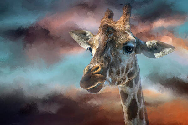 Giraffe Poster featuring the painting Good Night Giraffe by Jeanette Mahoney