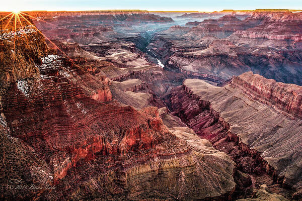 Grand Canyon Poster featuring the photograph Grand Canyon Winter Sunset by Brian Tada