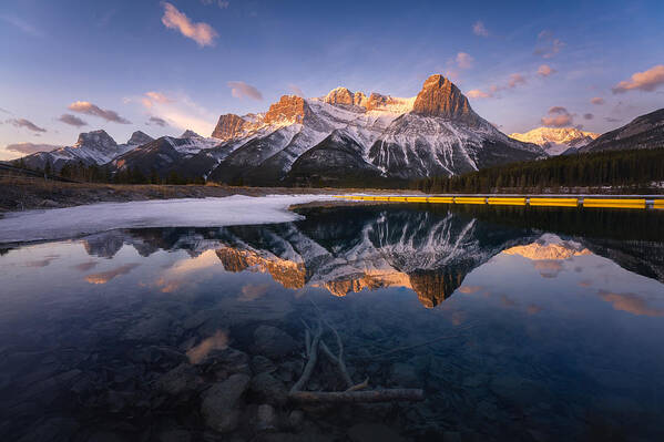 Banff Poster featuring the photograph Ha Ling Peak Morning by Yongnan Li ?????