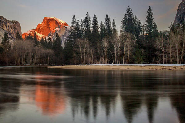 Half Dome Poster featuring the photograph Half Dome Sunset in Winter by Mike Long