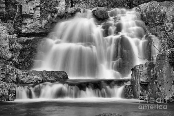 Hawk Falls Poster featuring the photograph Hawk Falls Closeup Black And White by Adam Jewell