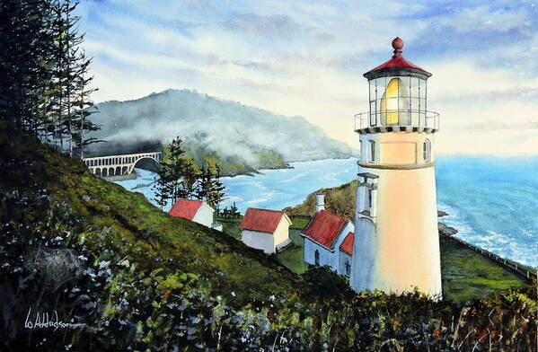  Maritime Poster featuring the painting Heceta Head Lighthouse by Bill Hudson