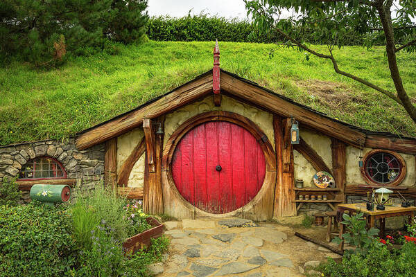 Hobbit House Poster featuring the photograph Hobbit House - Red Door by Racheal Christian