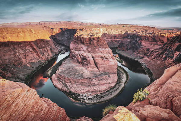 Horseshoe Bend Art Poster featuring the photograph Horseshoe Bend Morning Light - Page Arizona Canyon Landscape by Gregory Ballos