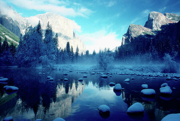 Scenics Poster featuring the photograph Ice On The Merced River, Yosemite by Medioimages/photodisc