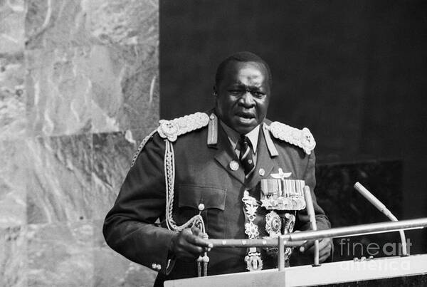 Following Poster featuring the photograph Idi Amin Addressing The United Nations by Bettmann
