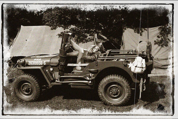 Jeep Poster featuring the digital art Jeep Sepia by Mel Beasley