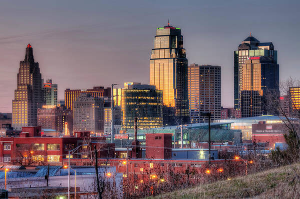Tranquility Poster featuring the photograph Kansas City Skmyline At Dusk by Eric Bowers Photo