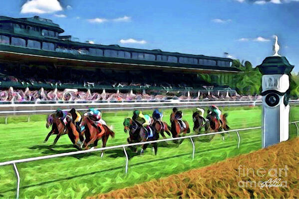 Keeneland Poster featuring the digital art Keeneland To The Finish Line by CAC Graphics