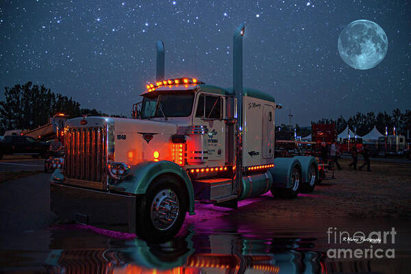 Big Rigs Poster featuring the photograph Kenworth at Night by Randy Harris