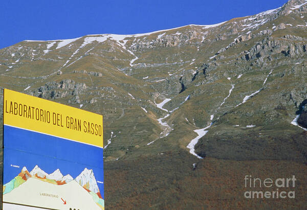 Mountain Poster featuring the photograph Laboratory Sign At Gran Sasso Massif by Tommaso Guicciardini/infn/science Photo Library