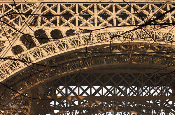 Ile-de-france Poster featuring the photograph Lace-like Detail Of Steel Eiffel Tower by Piccell
