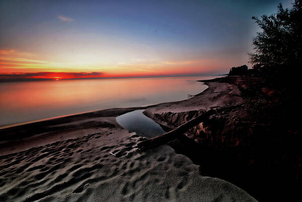 Sunrise Poster featuring the photograph Lake Erie at sunrise by Bill Jonscher