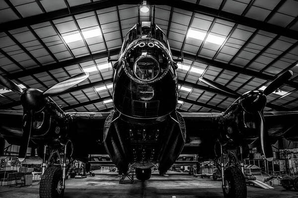 Aircraft Just Jane Poster featuring the photograph Lancaster Bomber Just Jane BNW by Scott Lyons