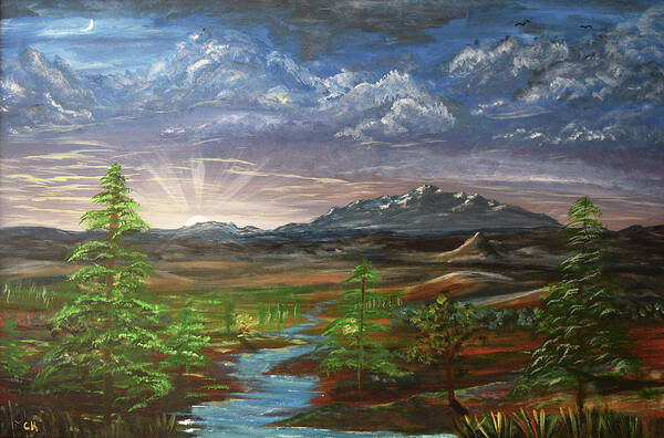 Mountains Poster featuring the painting Laramie Peak Evening by Chance Kafka