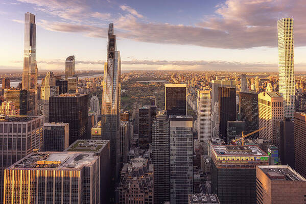 Central Poster featuring the photograph Last Sun Rays Over Central Park by Carmenvillar