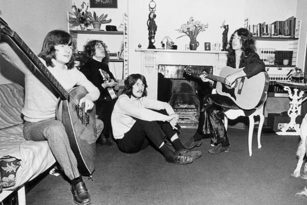 British Poster featuring the photograph Led Zeppelin: Couch Practice by Jay Thompson