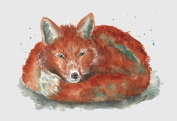 Fox Poster featuring the painting Little Fox by Jeanette Mahoney