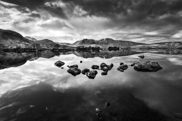 Matt Poster featuring the photograph Lochan Na H-achlaise In Black In White #1 by Matt Anderson