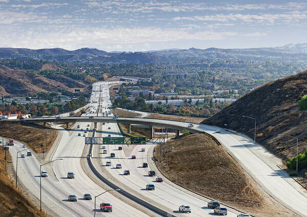 California Poster featuring the photograph Los Angeles Freeway by Ed Freeman