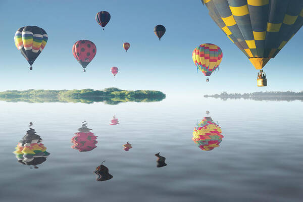 Hot Air Balloon Poster featuring the photograph Love Is In Air Ix by Moises Levy