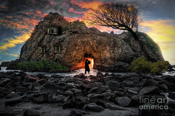 Surreal Poster featuring the photograph Loveshack on the rocks by Kira Bodensted