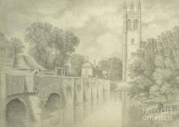 Bridge Poster featuring the painting Magdalen Bridge And Tower Graphite by John Baptist Malchair