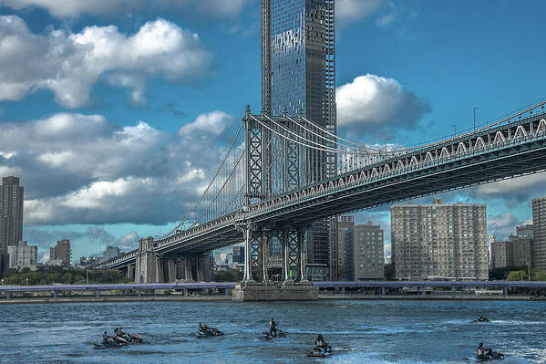 New York Poster featuring the photograph Manhattan Bridge Playground by Patrick Boening