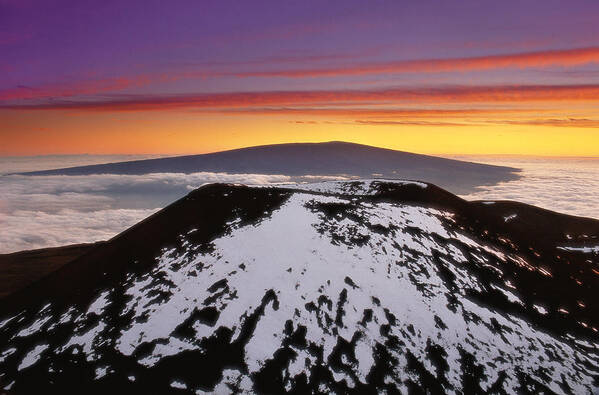 Frozen Water Poster featuring the photograph Mauna Loa From Mauna Kea by Mint Images