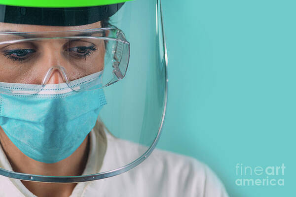 Medical Poster featuring the photograph Medical Worker In Ppe by Microgen Images/science Photo Library