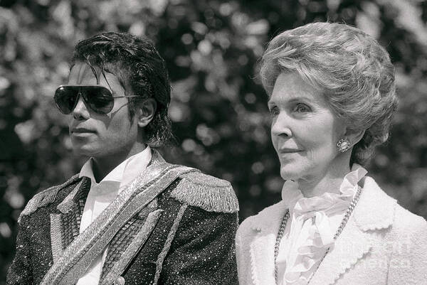 1980-1989 Poster featuring the photograph Michael Jackson, Nancy Reagan by Bettmann