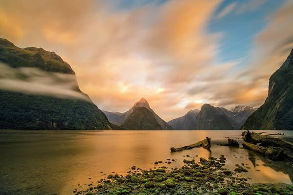 Morning Poster featuring the photograph Milford Sound by Hua Zhu